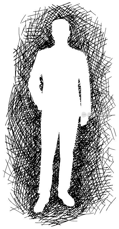 Businessman silhouette with hatching